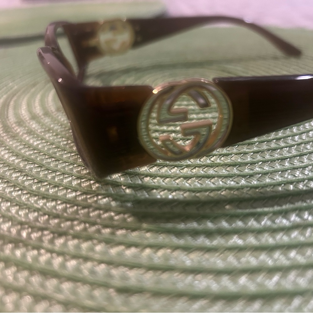 Gucci Dark Brown Glasses with Gold Logo